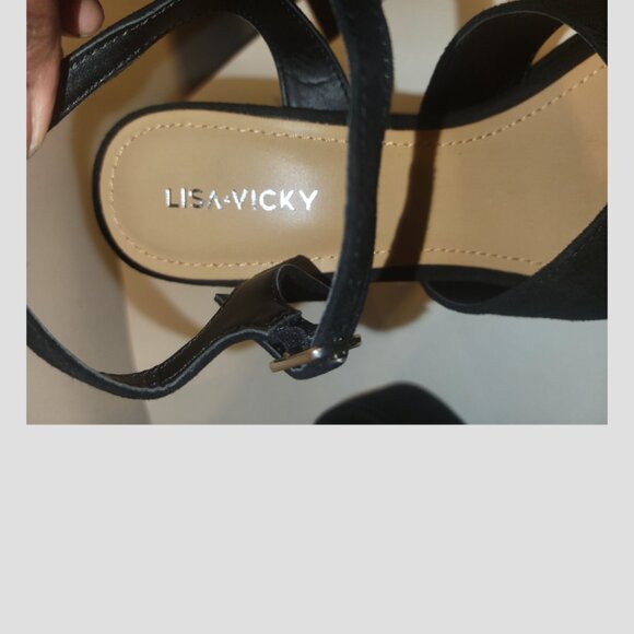 Lisa Vicky Jam Strapped Retro Platform Sandal Block Heel Black Size 9 New In Box - Picture 6 of 8